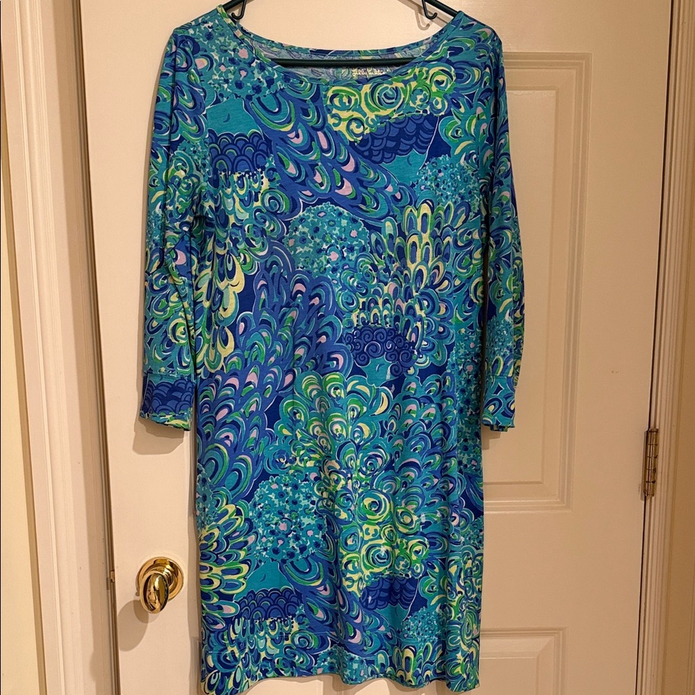 Lilly Pulitzer Vibrant Blue and Green Patterned Dress